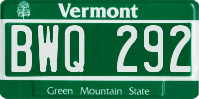 VT license plate BWQ292