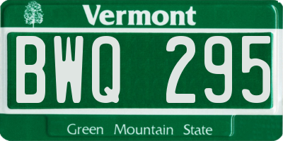 VT license plate BWQ295