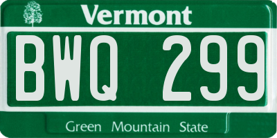 VT license plate BWQ299