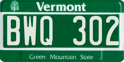 VT license plate BWQ302