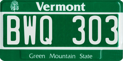VT license plate BWQ303