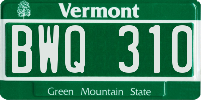 VT license plate BWQ310