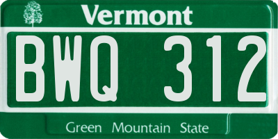 VT license plate BWQ312