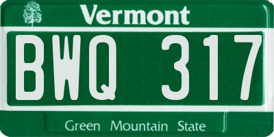 VT license plate BWQ317