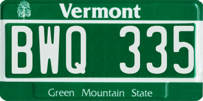 VT license plate BWQ335