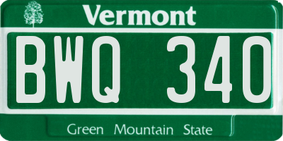 VT license plate BWQ340