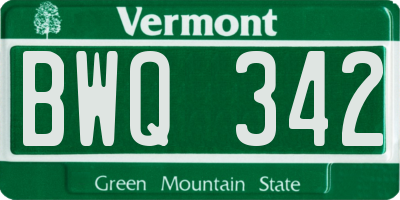 VT license plate BWQ342