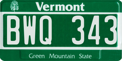 VT license plate BWQ343