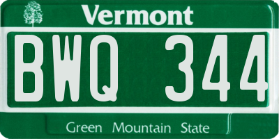 VT license plate BWQ344