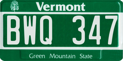 VT license plate BWQ347
