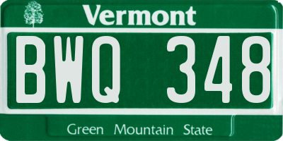 VT license plate BWQ348
