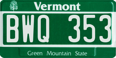 VT license plate BWQ353