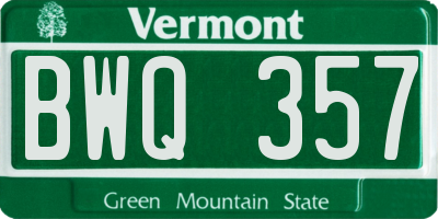 VT license plate BWQ357