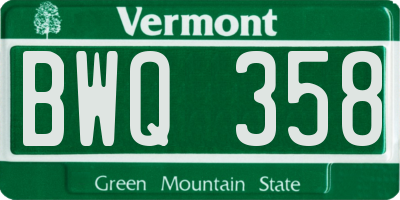 VT license plate BWQ358