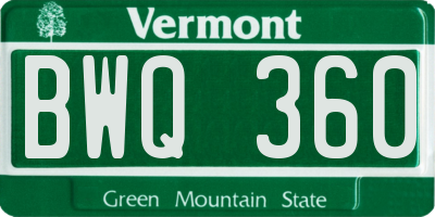 VT license plate BWQ360