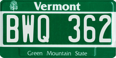 VT license plate BWQ362