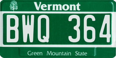 VT license plate BWQ364