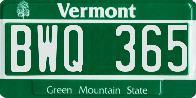 VT license plate BWQ365