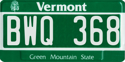 VT license plate BWQ368
