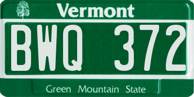 VT license plate BWQ372