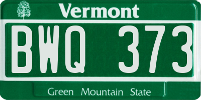VT license plate BWQ373