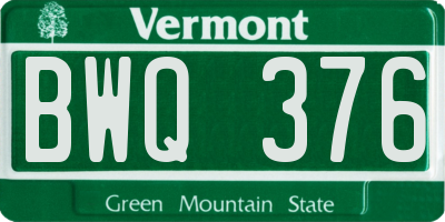 VT license plate BWQ376