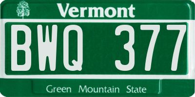 VT license plate BWQ377