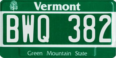 VT license plate BWQ382