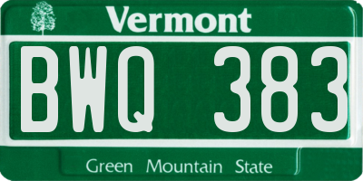 VT license plate BWQ383