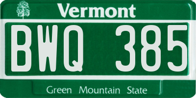 VT license plate BWQ385