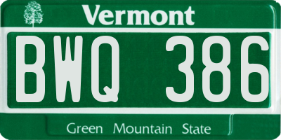 VT license plate BWQ386