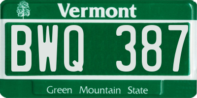VT license plate BWQ387
