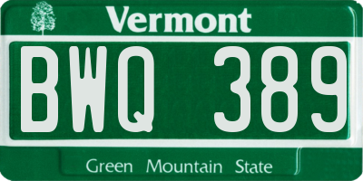 VT license plate BWQ389