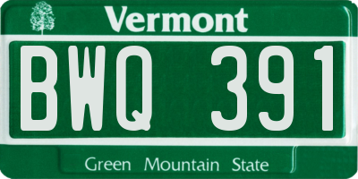 VT license plate BWQ391