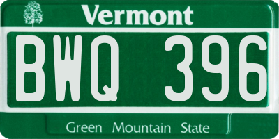 VT license plate BWQ396