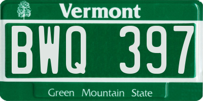 VT license plate BWQ397