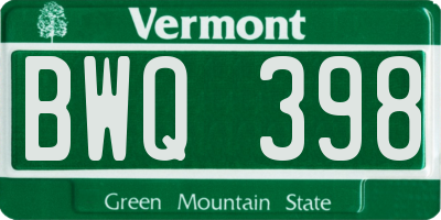VT license plate BWQ398