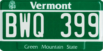 VT license plate BWQ399