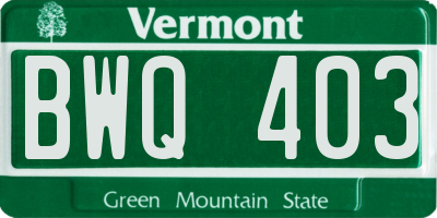 VT license plate BWQ403