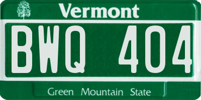 VT license plate BWQ404