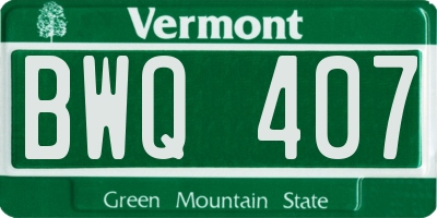 VT license plate BWQ407