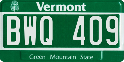 VT license plate BWQ409