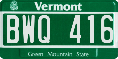 VT license plate BWQ416