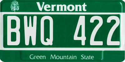 VT license plate BWQ422