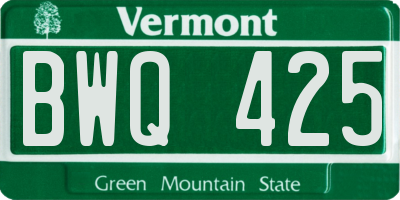 VT license plate BWQ425