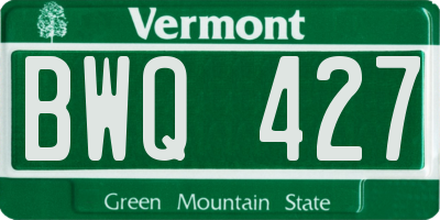 VT license plate BWQ427