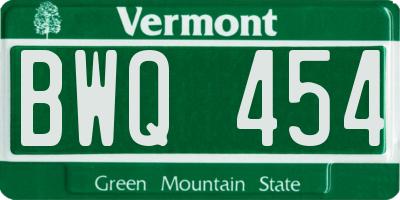 VT license plate BWQ454