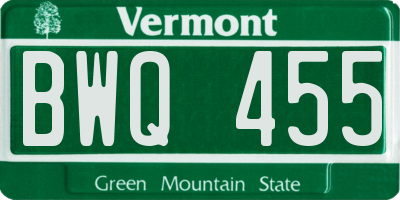 VT license plate BWQ455