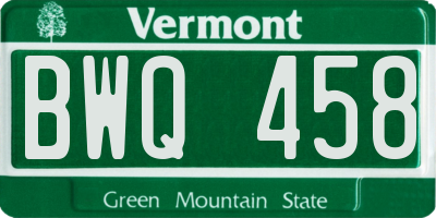 VT license plate BWQ458