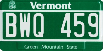 VT license plate BWQ459